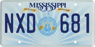MS license plate NXD681