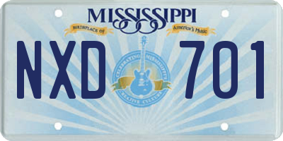 MS license plate NXD701