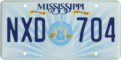 MS license plate NXD704