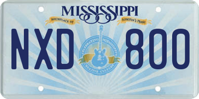 MS license plate NXD800