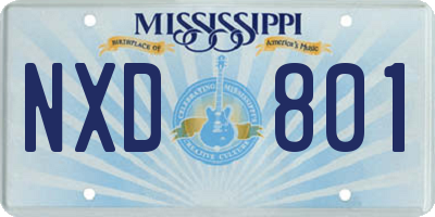 MS license plate NXD801