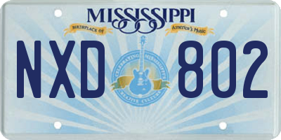 MS license plate NXD802