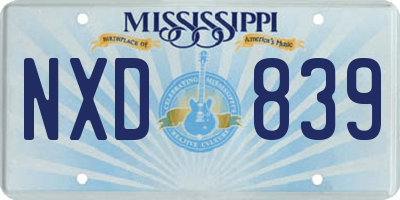 MS license plate NXD839