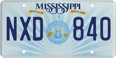 MS license plate NXD840
