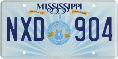 MS license plate NXD904