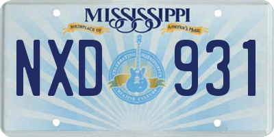 MS license plate NXD931