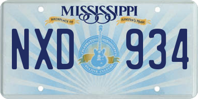 MS license plate NXD934