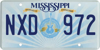 MS license plate NXD972