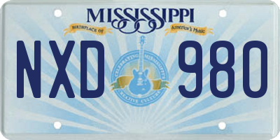 MS license plate NXD980