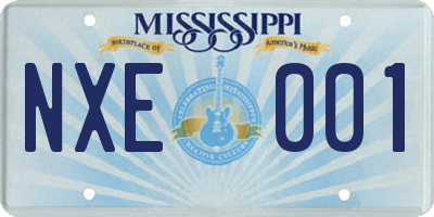 MS license plate NXE001