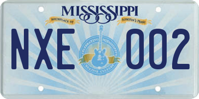 MS license plate NXE002