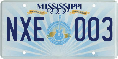 MS license plate NXE003