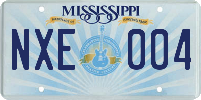 MS license plate NXE004
