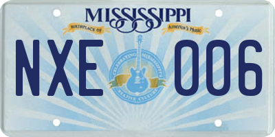 MS license plate NXE006