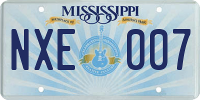 MS license plate NXE007