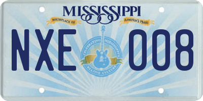 MS license plate NXE008