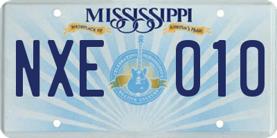 MS license plate NXE010