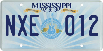 MS license plate NXE012
