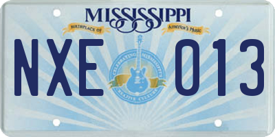 MS license plate NXE013