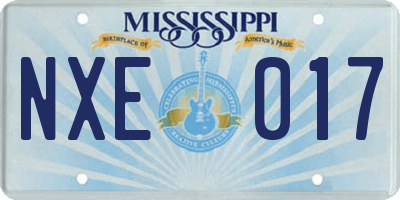 MS license plate NXE017