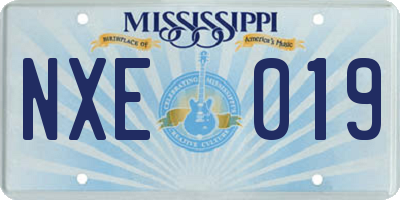 MS license plate NXE019