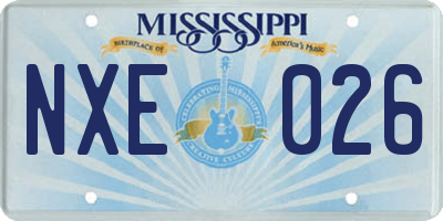 MS license plate NXE026
