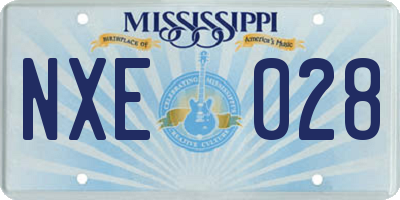 MS license plate NXE028