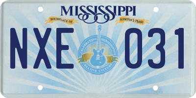 MS license plate NXE031