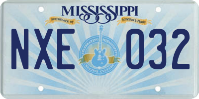 MS license plate NXE032