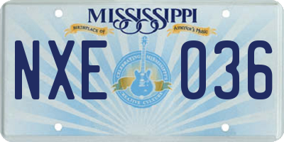 MS license plate NXE036