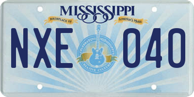 MS license plate NXE040
