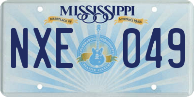 MS license plate NXE049