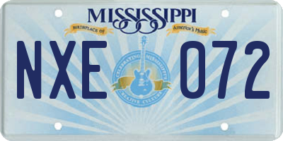 MS license plate NXE072