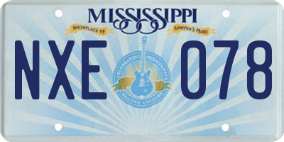 MS license plate NXE078