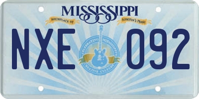 MS license plate NXE092