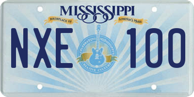 MS license plate NXE100