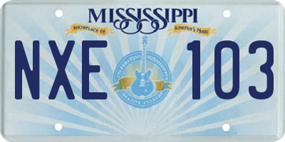 MS license plate NXE103