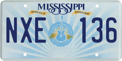 MS license plate NXE136