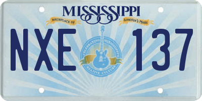 MS license plate NXE137