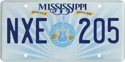 MS license plate NXE205