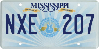 MS license plate NXE207