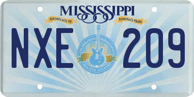 MS license plate NXE209