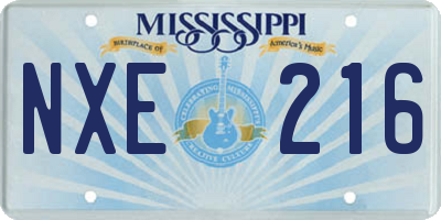 MS license plate NXE216