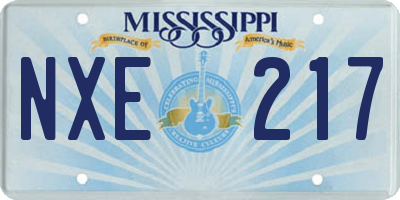 MS license plate NXE217