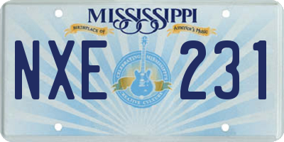 MS license plate NXE231