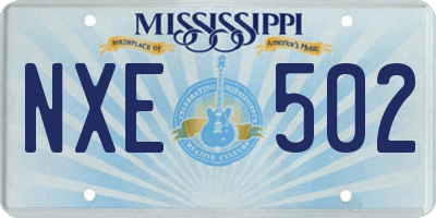 MS license plate NXE502