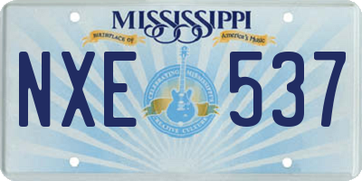 MS license plate NXE537