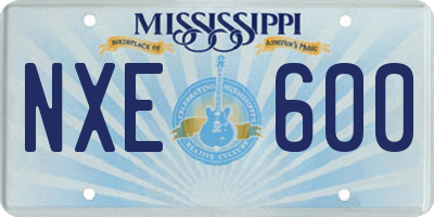 MS license plate NXE600