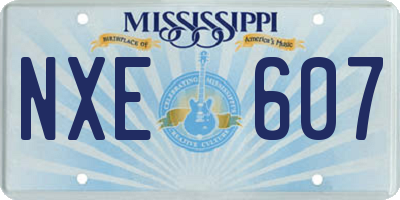 MS license plate NXE607