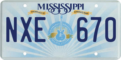 MS license plate NXE670